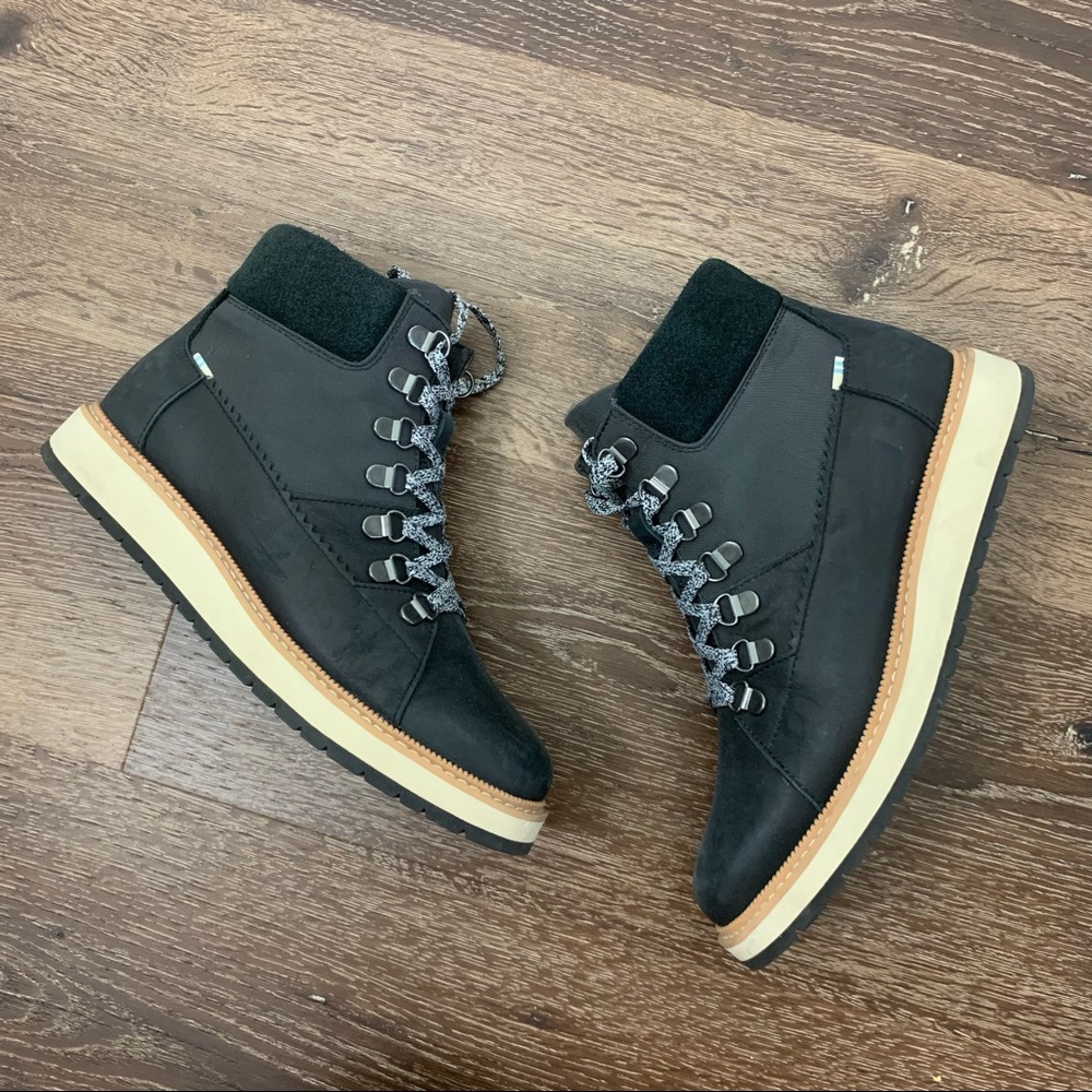 Toms | Womens Mesa Waterproof Black Lace up Boots 6.5